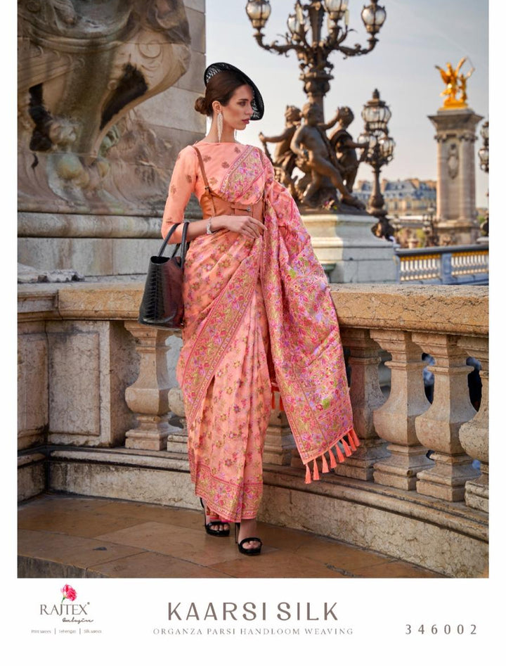 Elegant Handloom Organza Parsi Weaving Saree | Perfect for Special Occasions