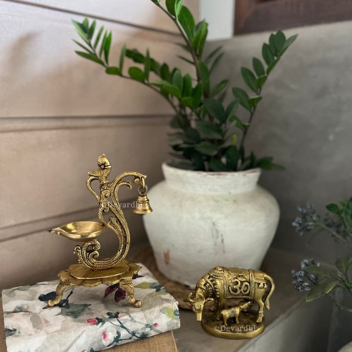 Shubh Dipak | Ethnic Handcrafted Peacock Design Pooja Oil Lamp