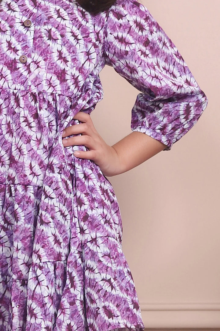 Twin Style Statements: Purple Cotton Collar Dresses for Mom and Daughter