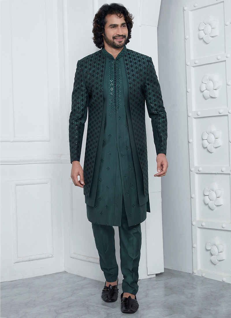 Stylish Art Silk Sherwani | Western-Inspired Men's Sherwani for USA