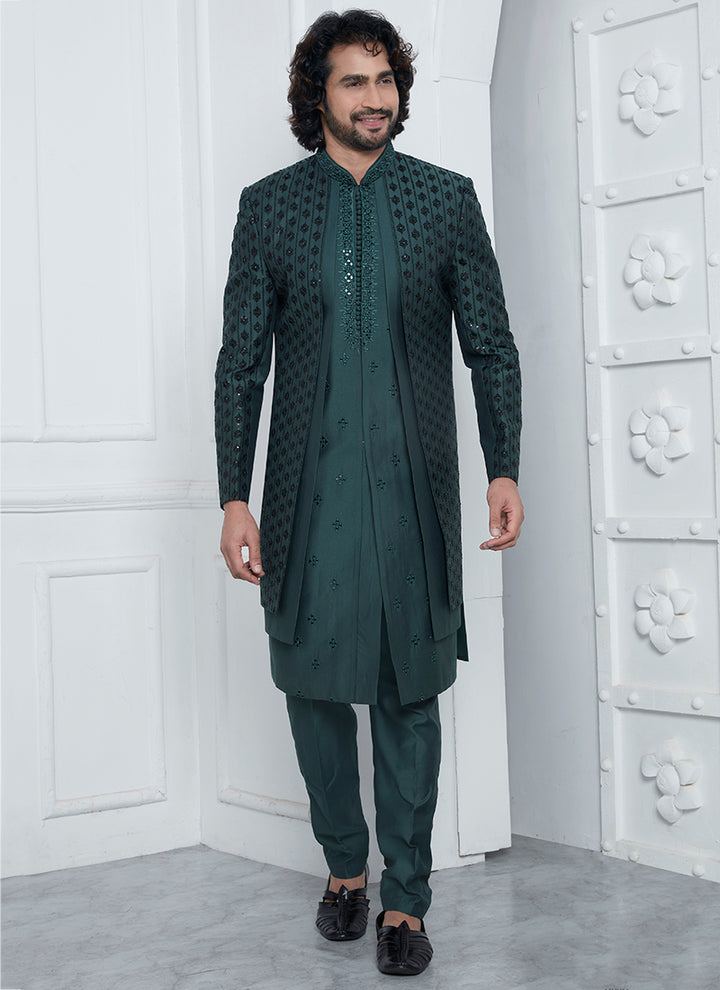 Stylish Art Silk Sherwani | Western-Inspired Men's Sherwani for USA