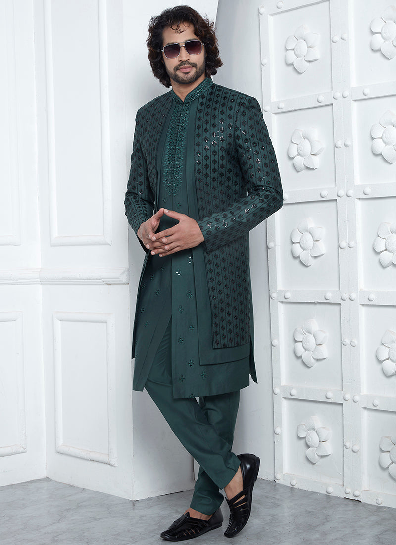 Stylish Art Silk Sherwani | Western-Inspired Men's Sherwani for USA