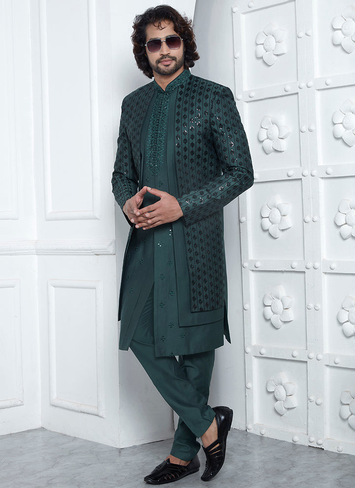 Stylish Art Silk Sherwani | Western-Inspired Men's Sherwani for USA