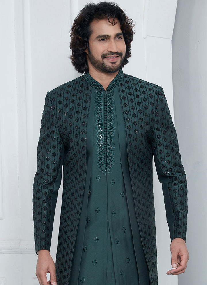 Stylish Art Silk Sherwani | Western-Inspired Men's Sherwani for USA