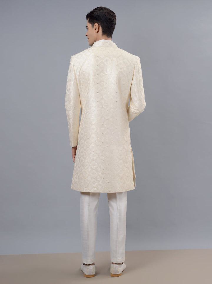 Men’s cream Indowestern, perfect ethnic wear with intricate embroidery