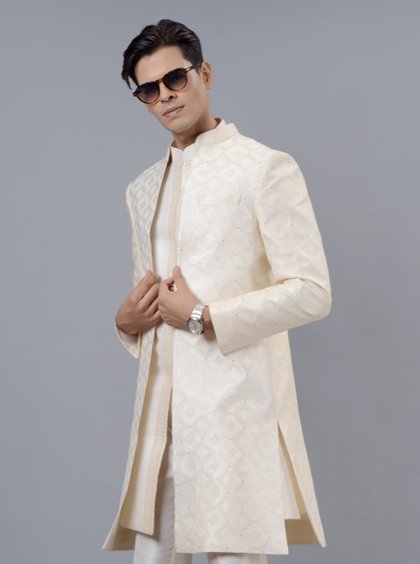 Cream Indo Western Suit for Men | Ideal for Indian Engagements