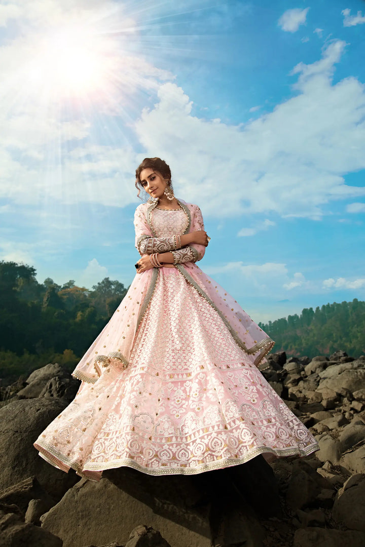 Elegant Pink Sequins & Zari Lehenga | Perfect for Weddings & Parties