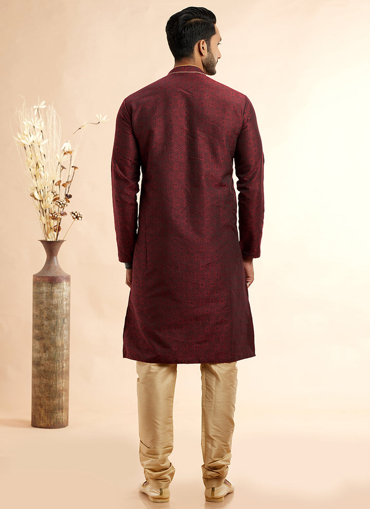 Jacquard Art Silk Kurta Pajama | Elegant Machine Work for Festivals & Weddings