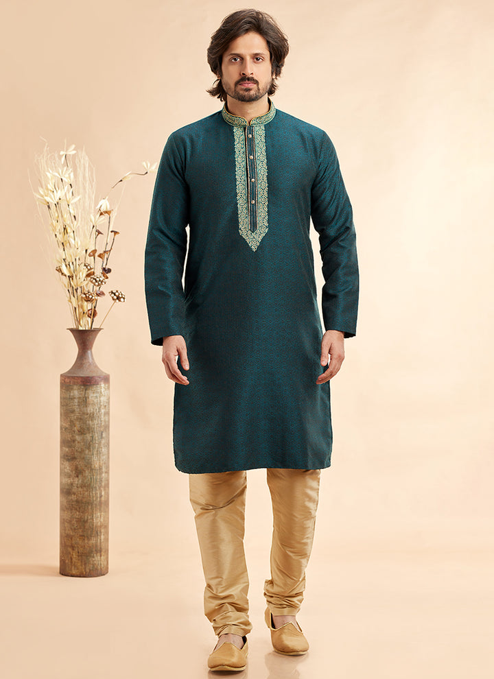 Jacquard Art Silk Kurta Pajama | Elegant Machine Work for Festivals & Weddings