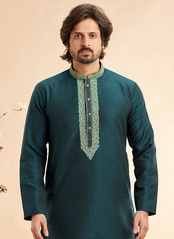 Jacquard Art Silk Kurta Pajama | Elegant Machine Work for Festivals & Weddings