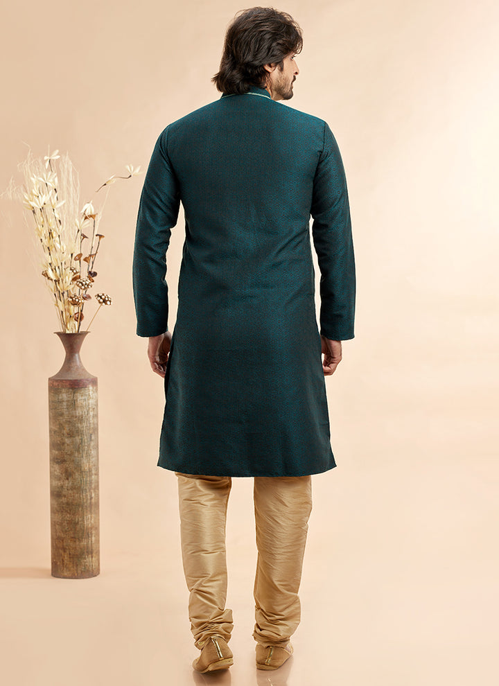 Jacquard Art Silk Kurta Pajama | Elegant Machine Work for Festivals & Weddings