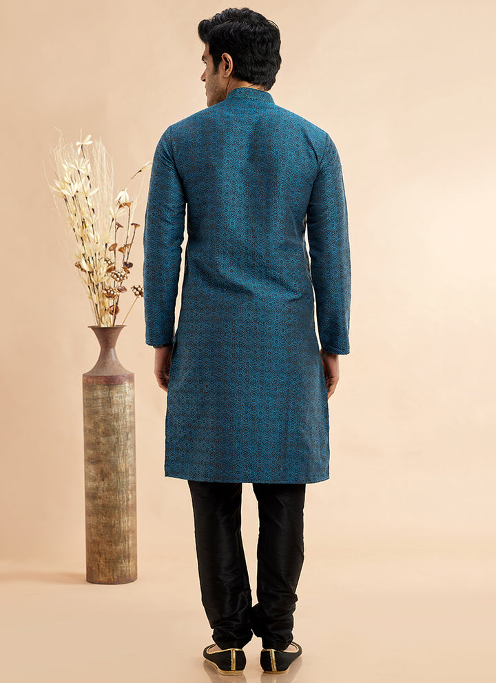 Jacquard Art Silk Kurta Pajama | Elegant Machine Work for Festivals & Weddings