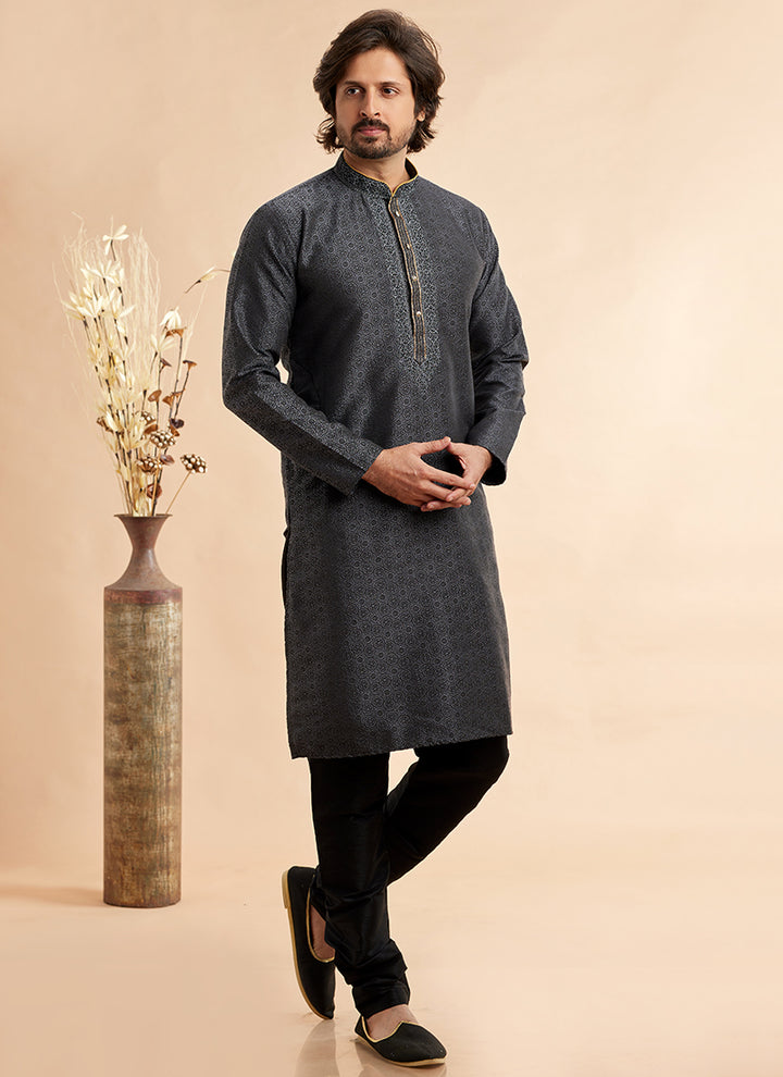 Jacquard Art Silk Kurta Pajama | Elegant Machine Work for Festivals & Weddings