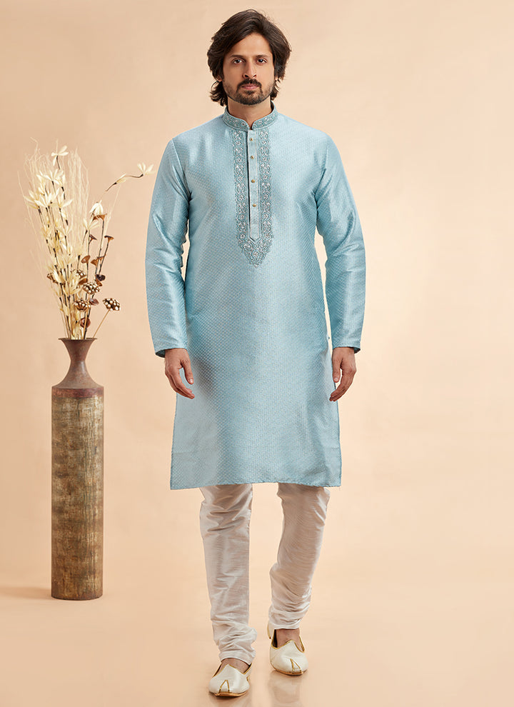 Traditional Jacquard Kurta Pajama | Art Silk & Machine Work for Celebrations