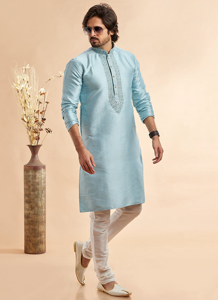 Traditional Jacquard Kurta Pajama | Art Silk & Machine Work for Celebrations