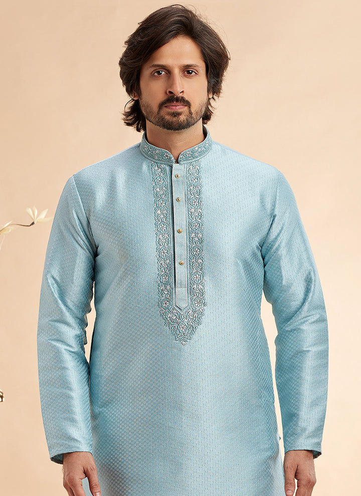 Traditional Jacquard Kurta Pajama | Art Silk & Machine Work for Celebrations