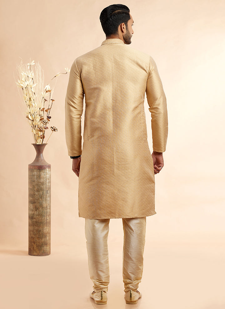 Traditional Jacquard Kurta Pajama | Readymade Art Silk Outfit for Celebrations
