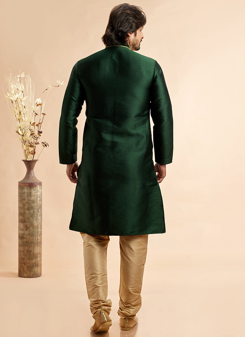 Jacquard Art Silk Kurta Pajama | Machine Work Readymade Set for Festivals