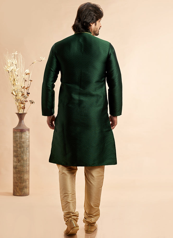 Jacquard Art Silk Kurta Pajama | Machine Work Readymade Set for Festivals