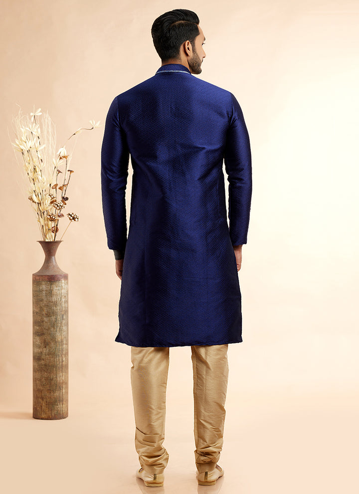 Jacquard Art Silk Kurta Pajama | Machine Work Readymade Set for Festivals