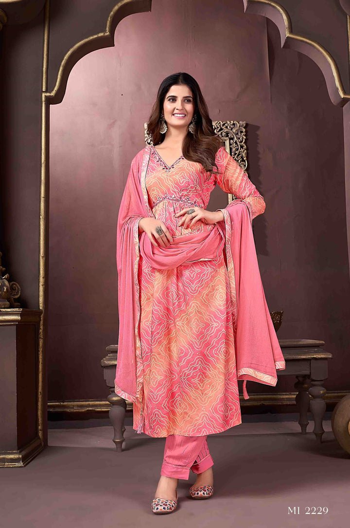 V Neck Kurti Set for Women | Traditional Kurti with Handwork and Dupatta