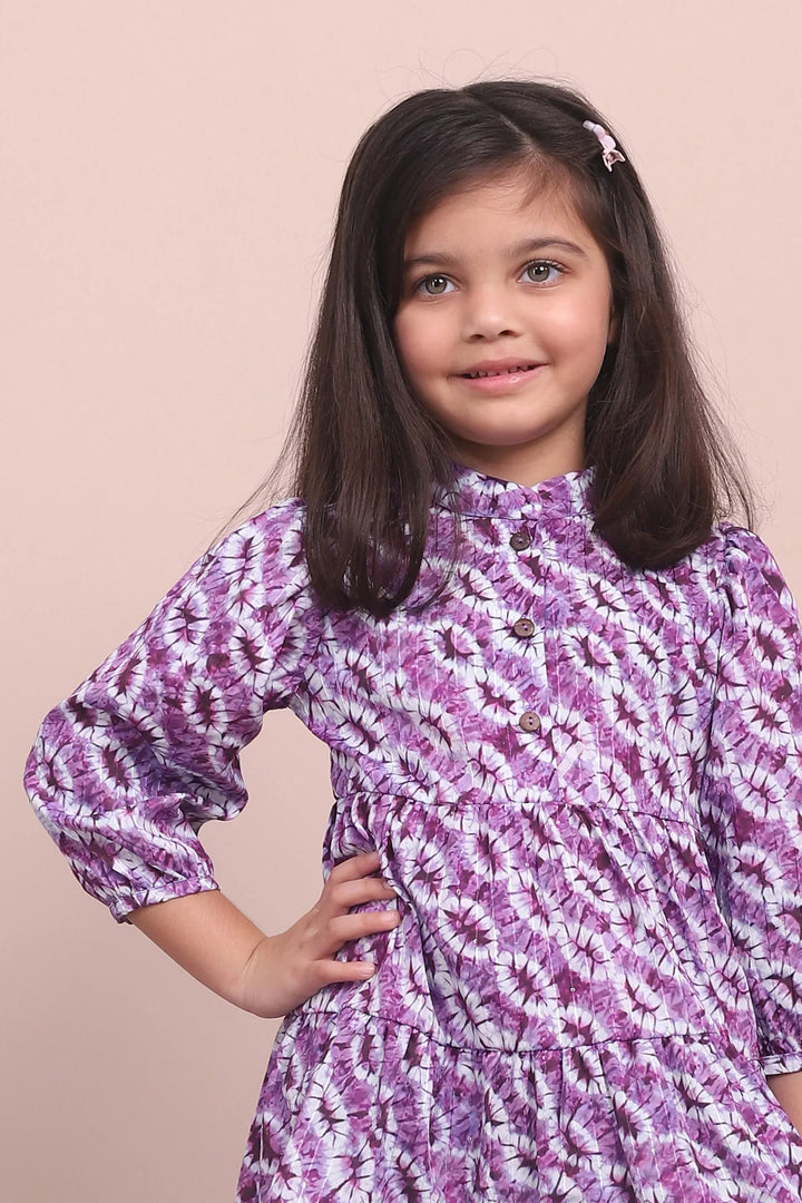Twin Style Statements: Purple Cotton Collar Dresses for Mom and Daughter