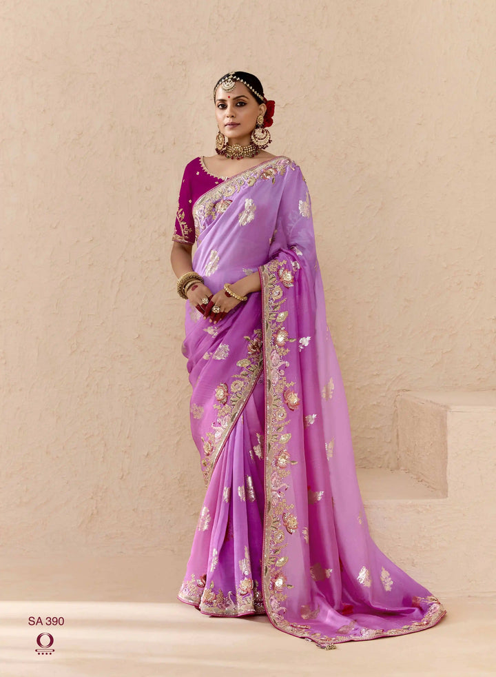 Charming Purple Fancy Saree for Weddings & Parties