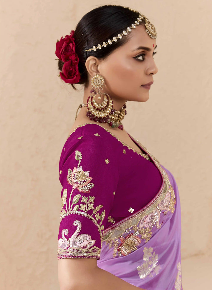 Charming Purple Fancy Saree for Weddings & Parties