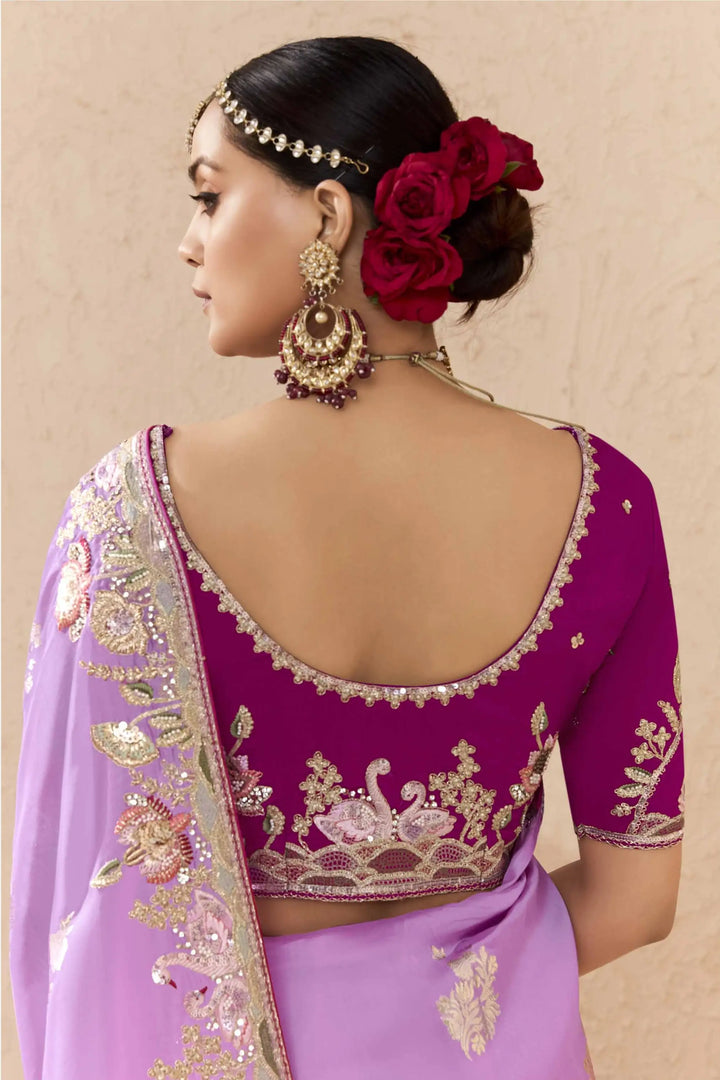Charming Purple Fancy Saree for Weddings & Parties