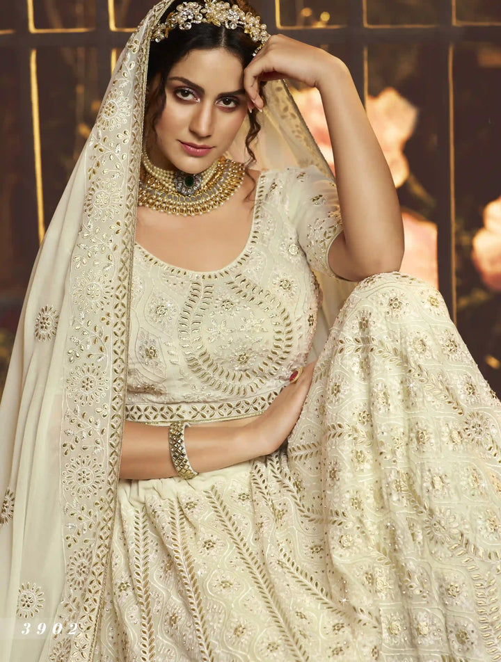 Stunning White Wedding Lehenga | Gota & Zarkan Embellished Georgette
