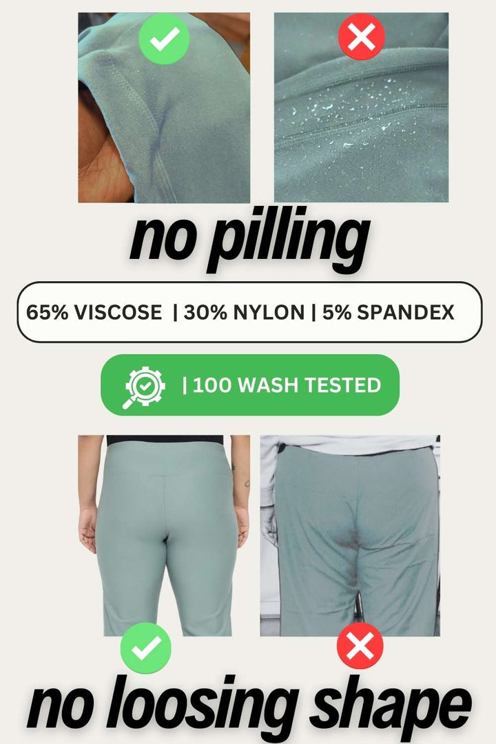 Plus Size Mint Green Tummy Shaper Straight Fit Pants