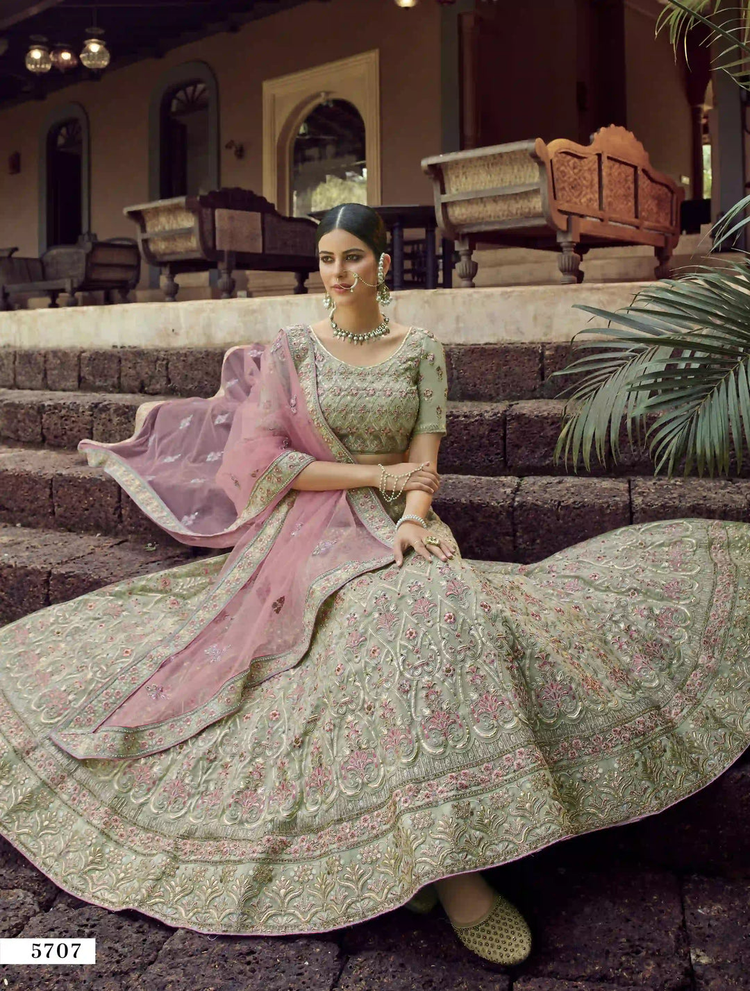 M46 Elegant Green Lehenga | Gota & Resham Work for Weddings & Celebrations
