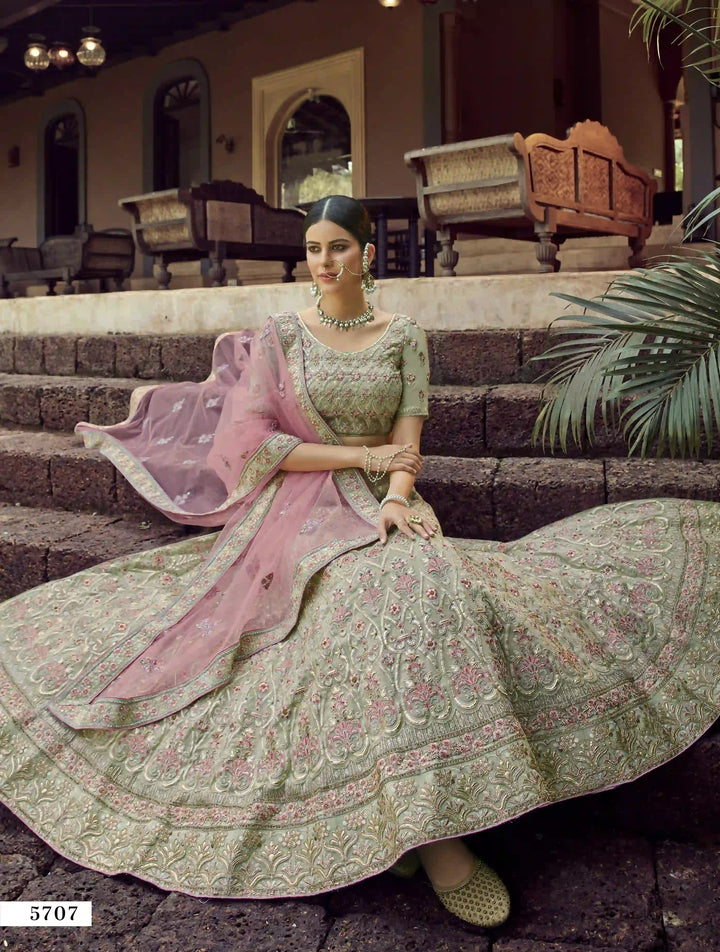 M46 Elegant Green Lehenga | Gota & Resham Work for Weddings & Celebrations