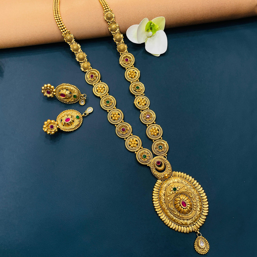 Timeless designer long necklace, crafted for wedding celebrations.