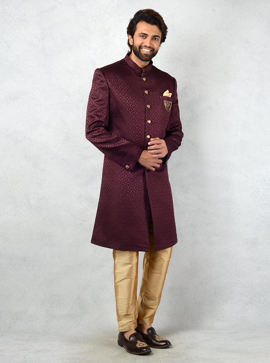 Men's Indo Western Kurta with Stylish Wine Jacket for Engagement