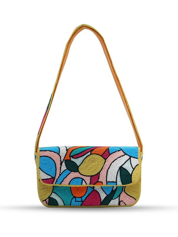 Poppy Multicolor Baguette Bag with Handle | Chic Designer Handbag