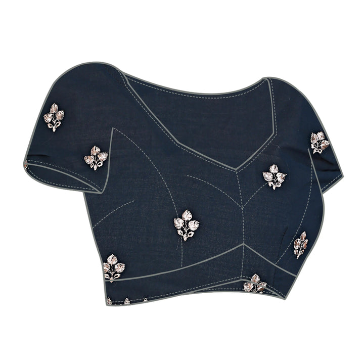 shop  Teal Blue Georgette blouse with Zari & Stone Embellishments 

