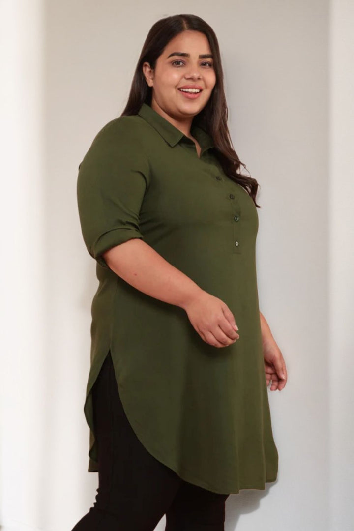 Plus Size Olive Longline Shirt