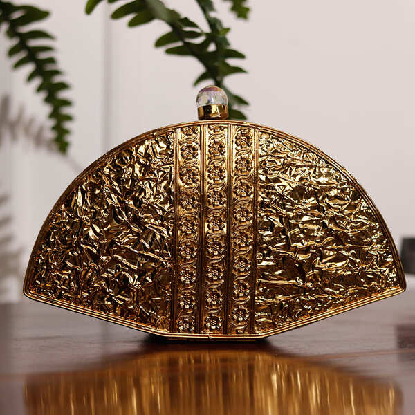Pankh Brass Mother of Pearl Clutch | Boho-Chic Handcrafted Bag
