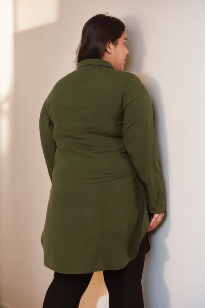 Plus Size Olive Longline Shirt