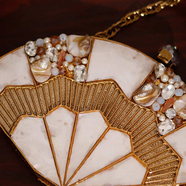 Pankh Brass Mother of Pearl Clutch | Boho-Chic Handcrafted Bag
