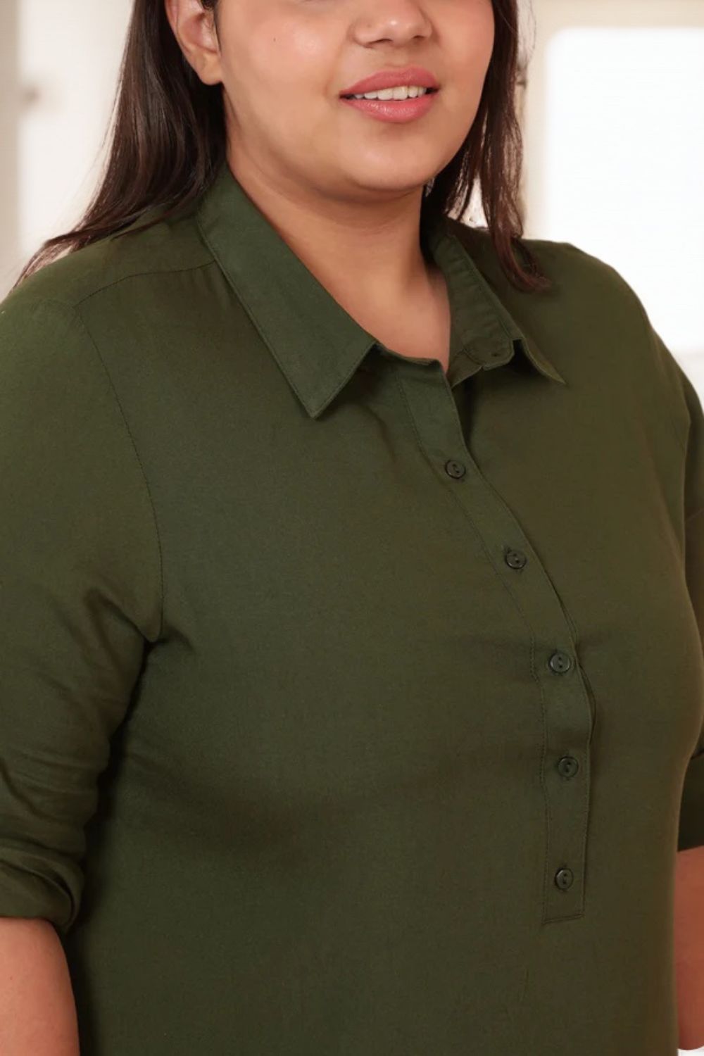 Plus Size Olive Longline Shirt