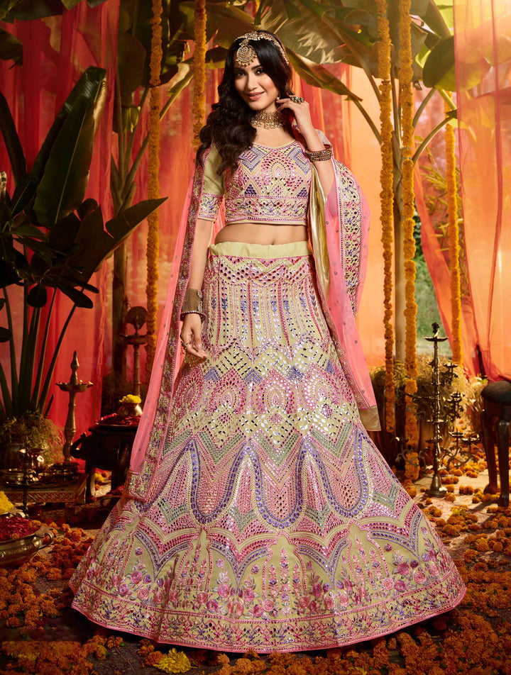 Off-White Bridal Lehenga Choli | Pure Organza Lehenga Choli for Weddings