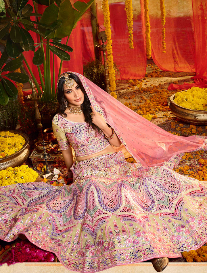 Off-White Bridal Lehenga Choli | Pure Organza Lehenga Choli for Weddings