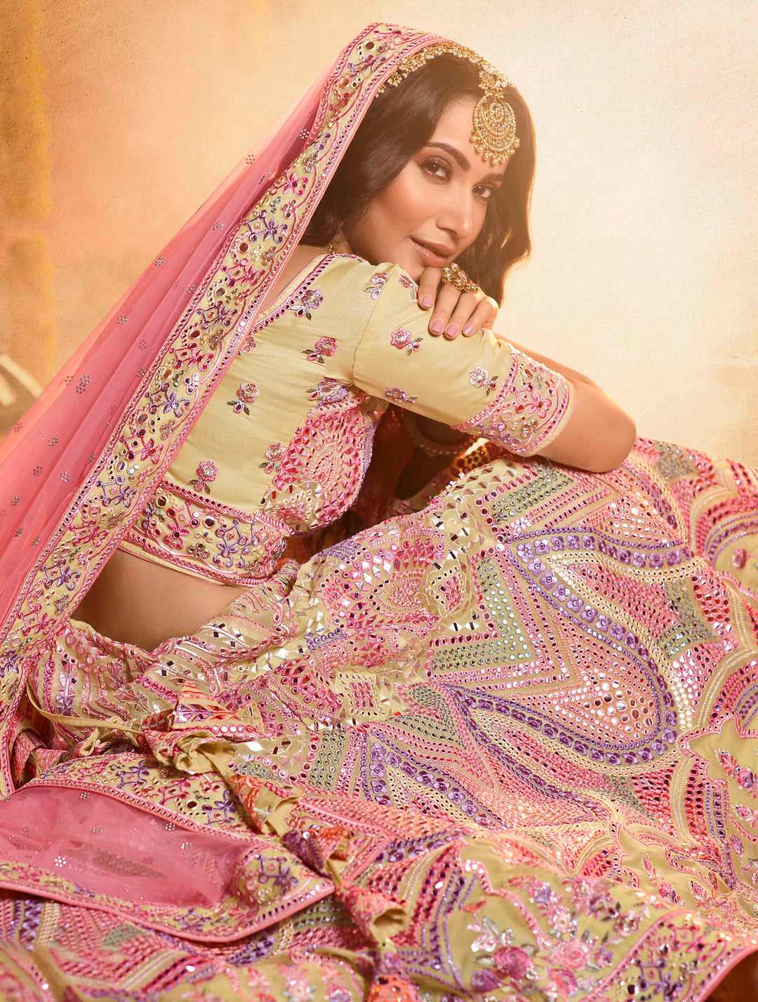 Off-White Bridal Lehenga Choli | Pure Organza Lehenga Choli for Weddings