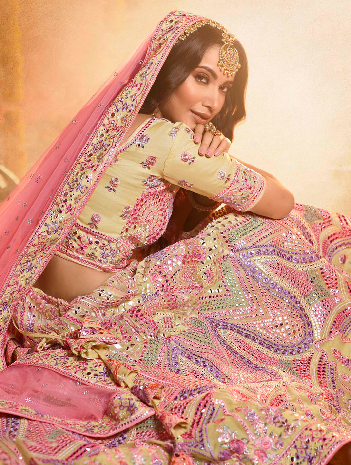 Off-White Bridal Lehenga Choli | Pure Organza Lehenga Choli for Weddings