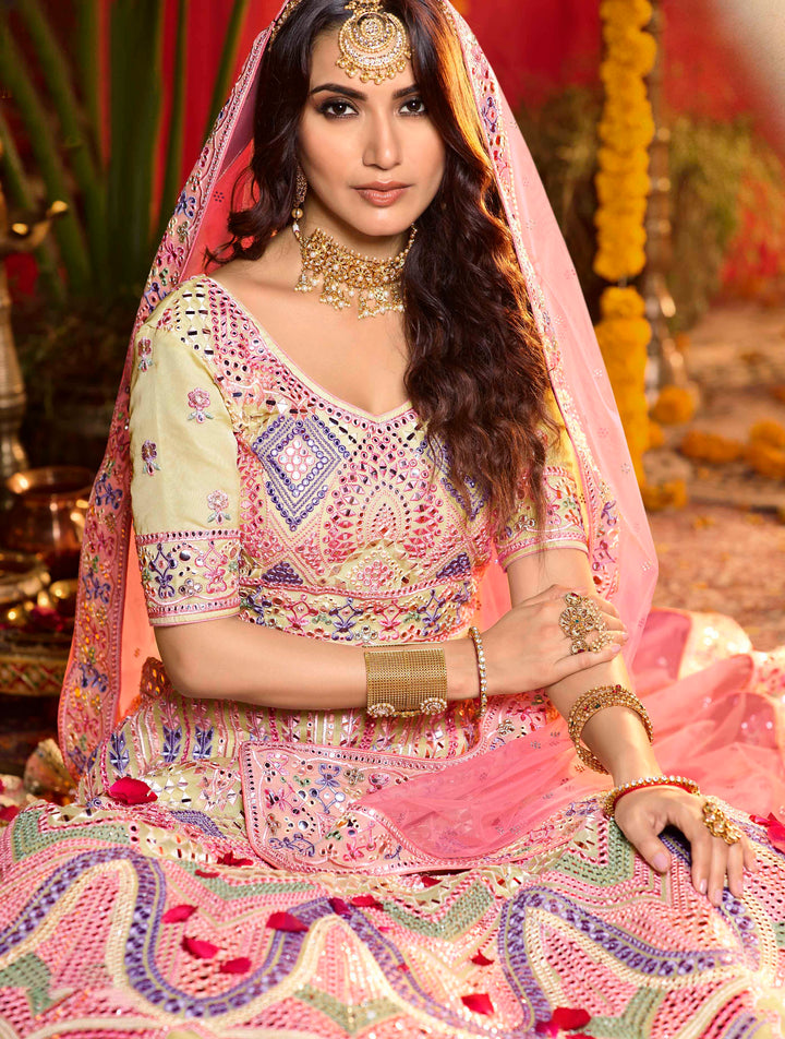 Off-White Bridal Lehenga Choli | Pure Organza Lehenga Choli for Weddings