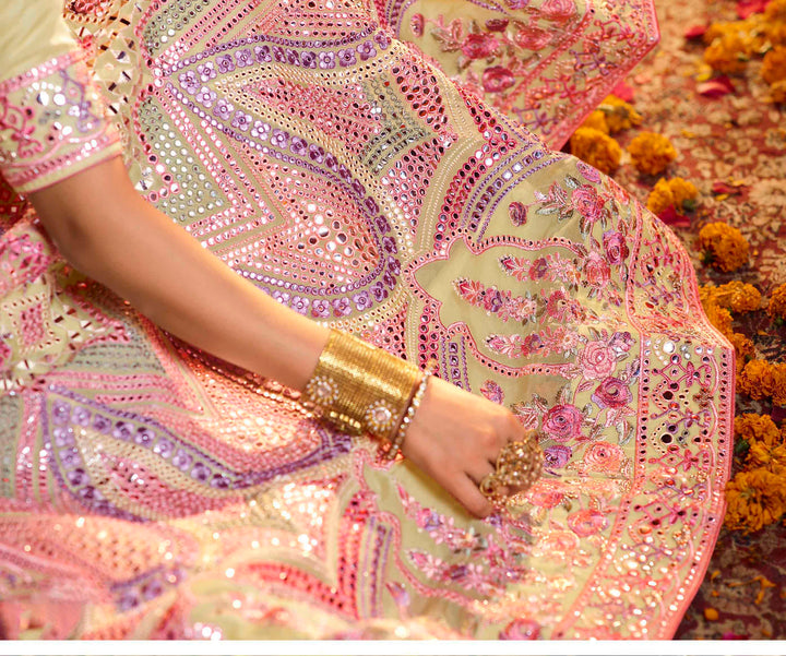 Off-White Bridal Lehenga Choli | Pure Organza Lehenga Choli for Weddings