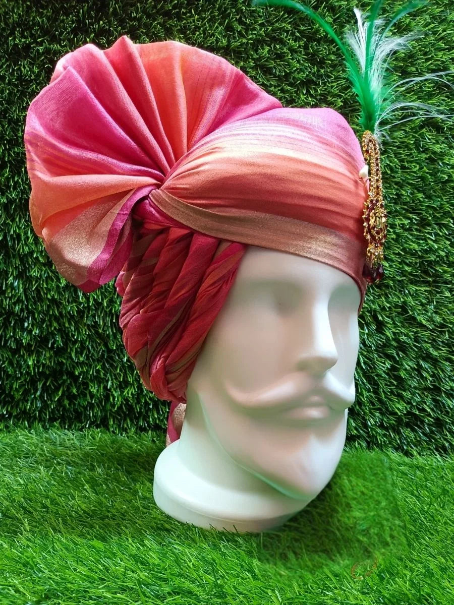 Vibrant Pink Groom’s Safa | Designer Wedding Turban with Regal Look