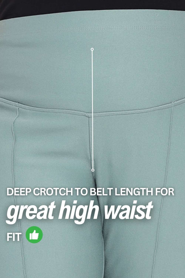 Plus Size Mint Green Tummy Shaper Straight Fit Pants